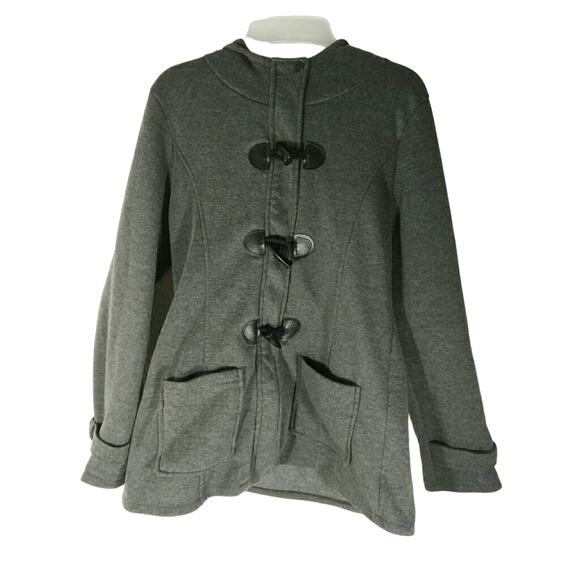Hoodie Sweatshirt Womens Large Coat Jacket Gray Coat Pockets Zip Winter Pockets - Picture 1 of 13